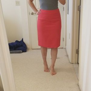 Bright pink wool pencil skirt